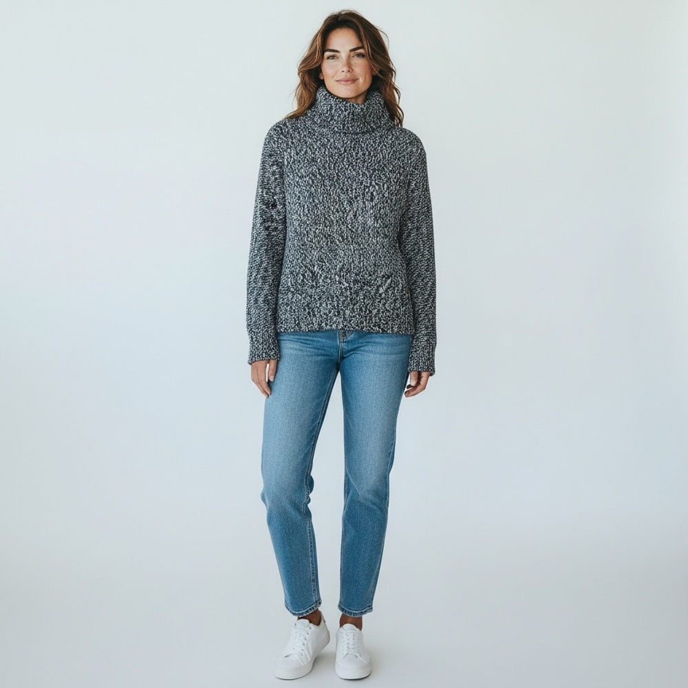Karen Millen Charcoal Turtleneck Sweater wool blend size 2 (XS) cozy